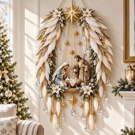 ✨👼 Heavenly Angel Wings Nativity Light✨ – Lighted Christmas Wall Decor ✈️