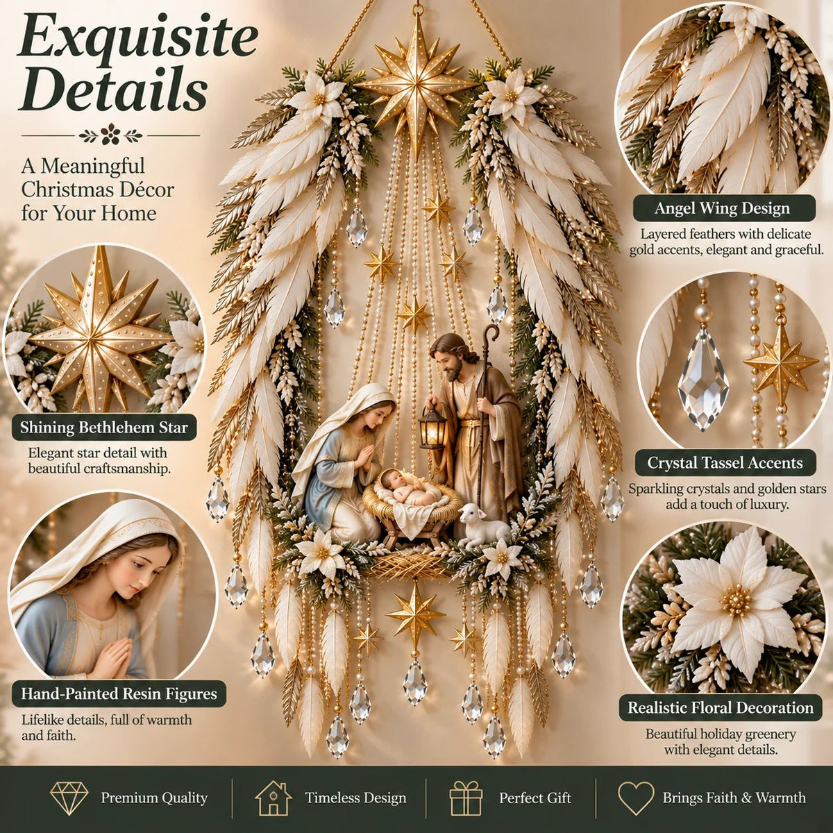 ✨👼 Heavenly Angel Wings Nativity Light✨ – Lighted Christmas Wall Decor ✈️