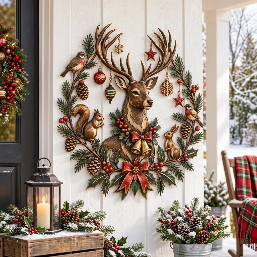 🦌🎄Christmas Deer Woodland Metal Wall Decor