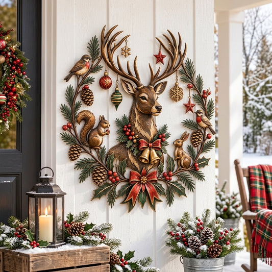 🦌🎄Christmas Deer Woodland Metal Wall Decor