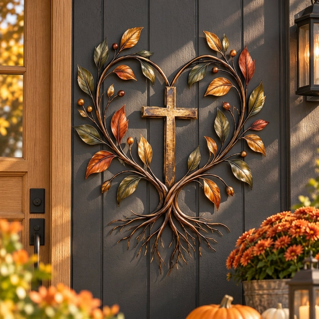 Cross Tree of Life Fall Metal Wall Decor
