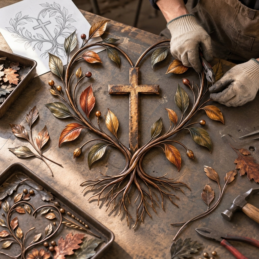 Cross Tree of Life Fall Metal Wall Decor