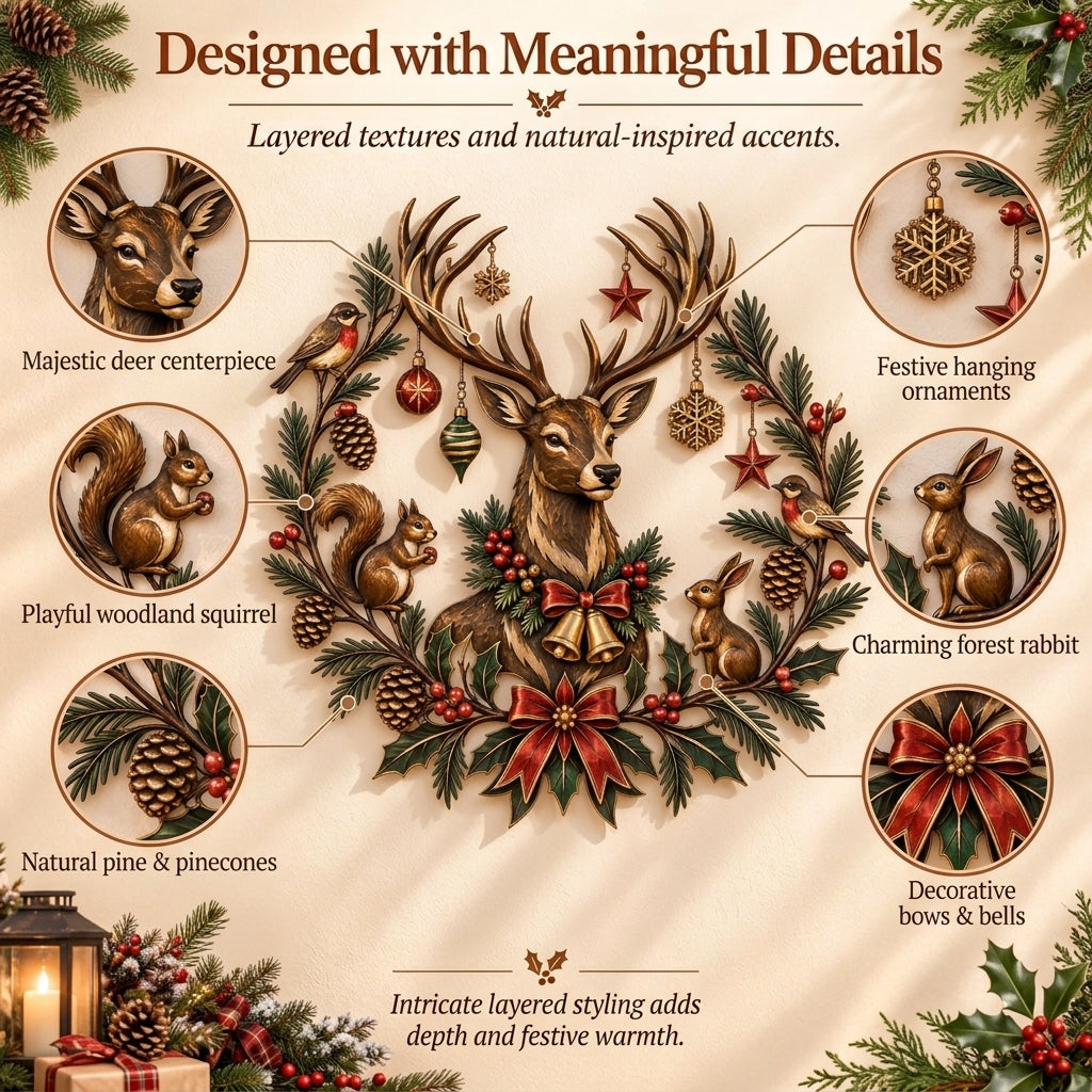 🦌🎄Christmas Deer Woodland Metal Wall Decor