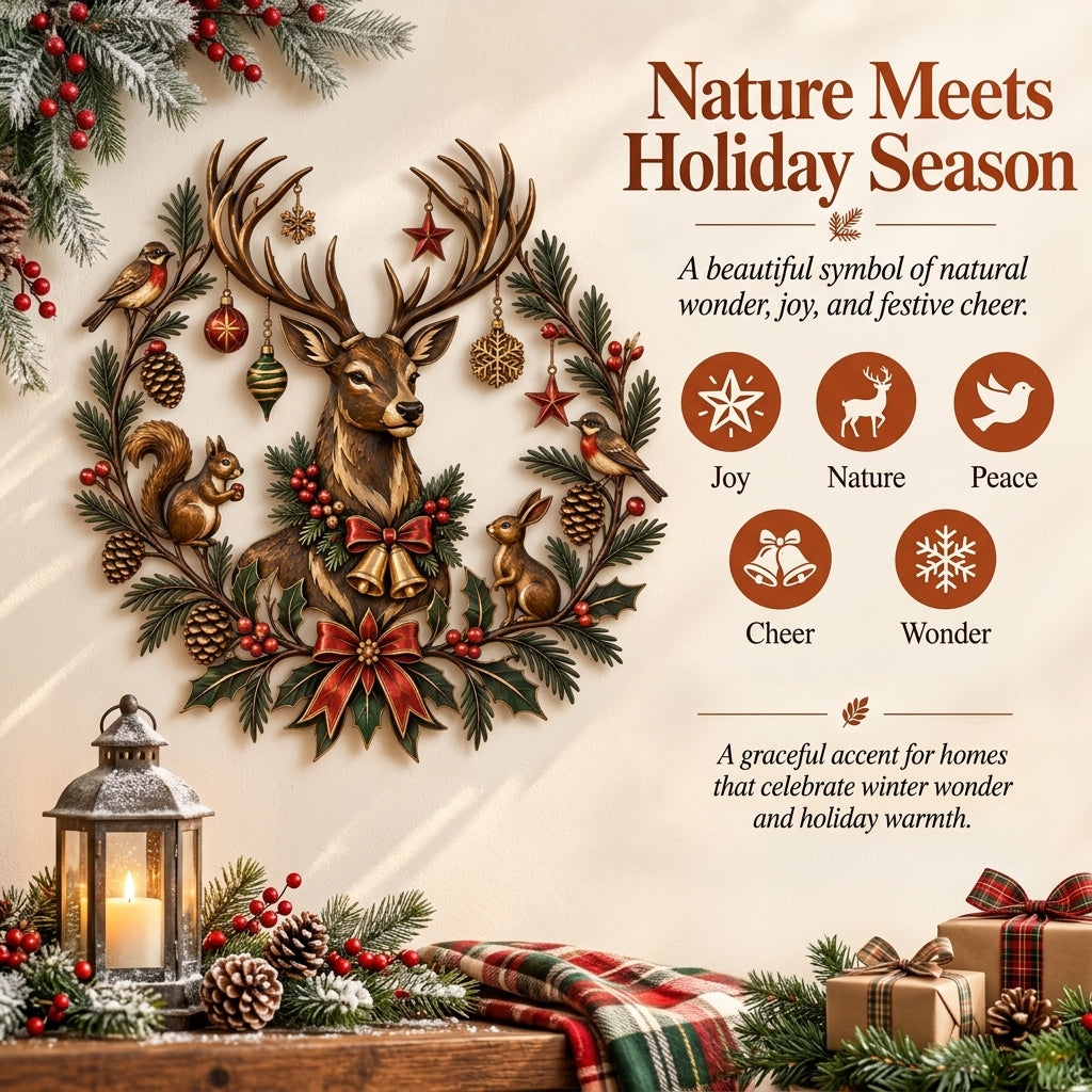 🦌🎄Christmas Deer Woodland Metal Wall Decor