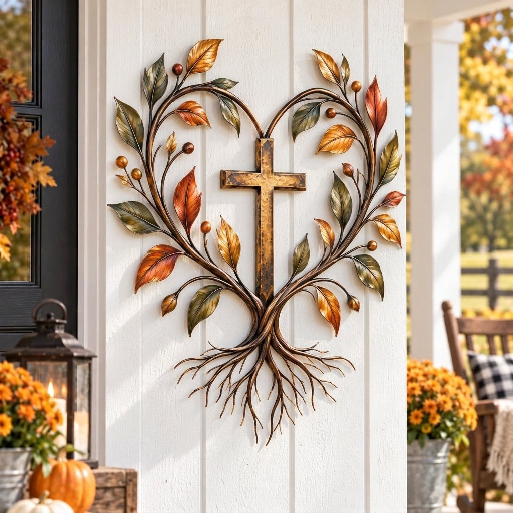 Cross Tree of Life Fall Metal Wall Decor