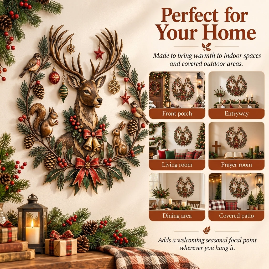 🦌🎄Christmas Deer Woodland Metal Wall Decor
