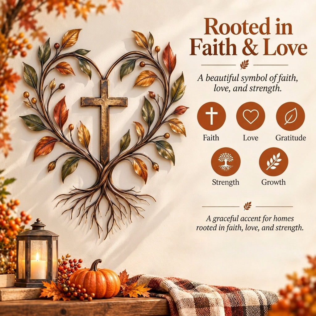 Cross Tree of Life Fall Metal Wall Decor