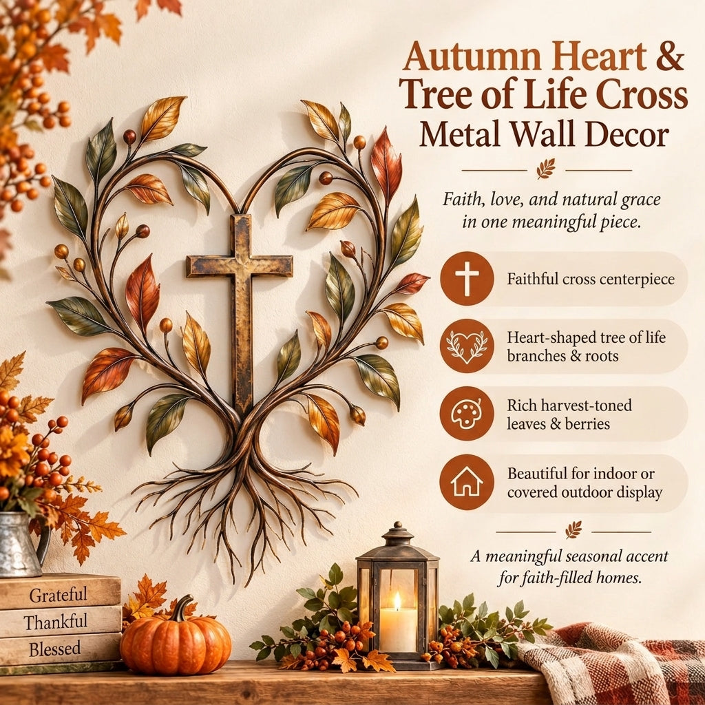 Cross Tree of Life Fall Metal Wall Decor