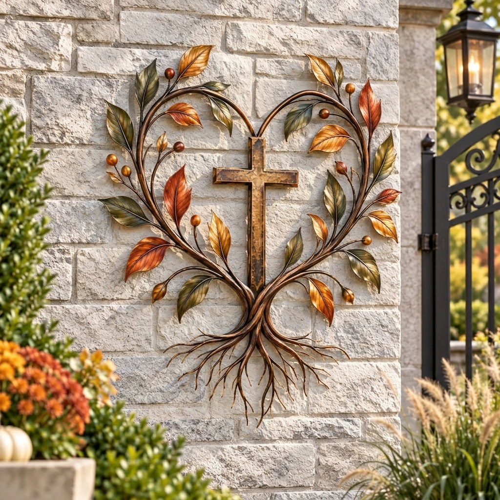 Cross Tree of Life Fall Metal Wall Decor