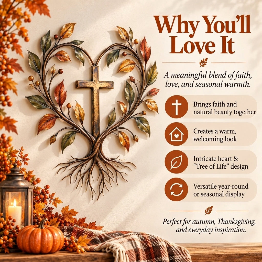 Cross Tree of Life Fall Metal Wall Decor
