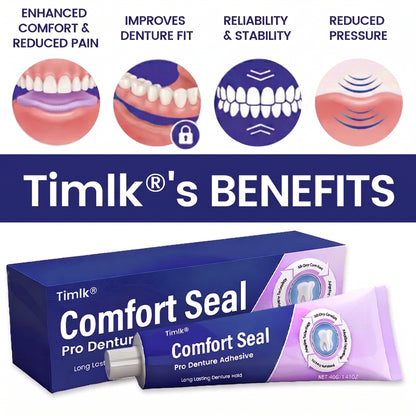 🔥 LIMITED SPECIAL OFFER 🔥 Timlk® Comfort Seal Pro Denture Adhesive🦷💜(Clinically Proven 96-   Hour Lock Hold for   Secure, Comfortable &   Zinc-Free Denture Fit)
