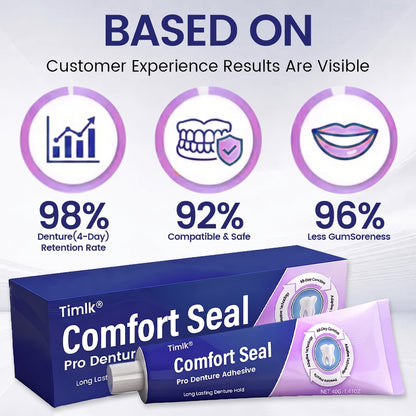🔥 LIMITED SPECIAL OFFER 🔥 Timlk® Comfort Seal Pro Denture Adhesive🦷💜(Clinically Proven 96-   Hour Lock Hold for   Secure, Comfortable &   Zinc-Free Denture Fit)