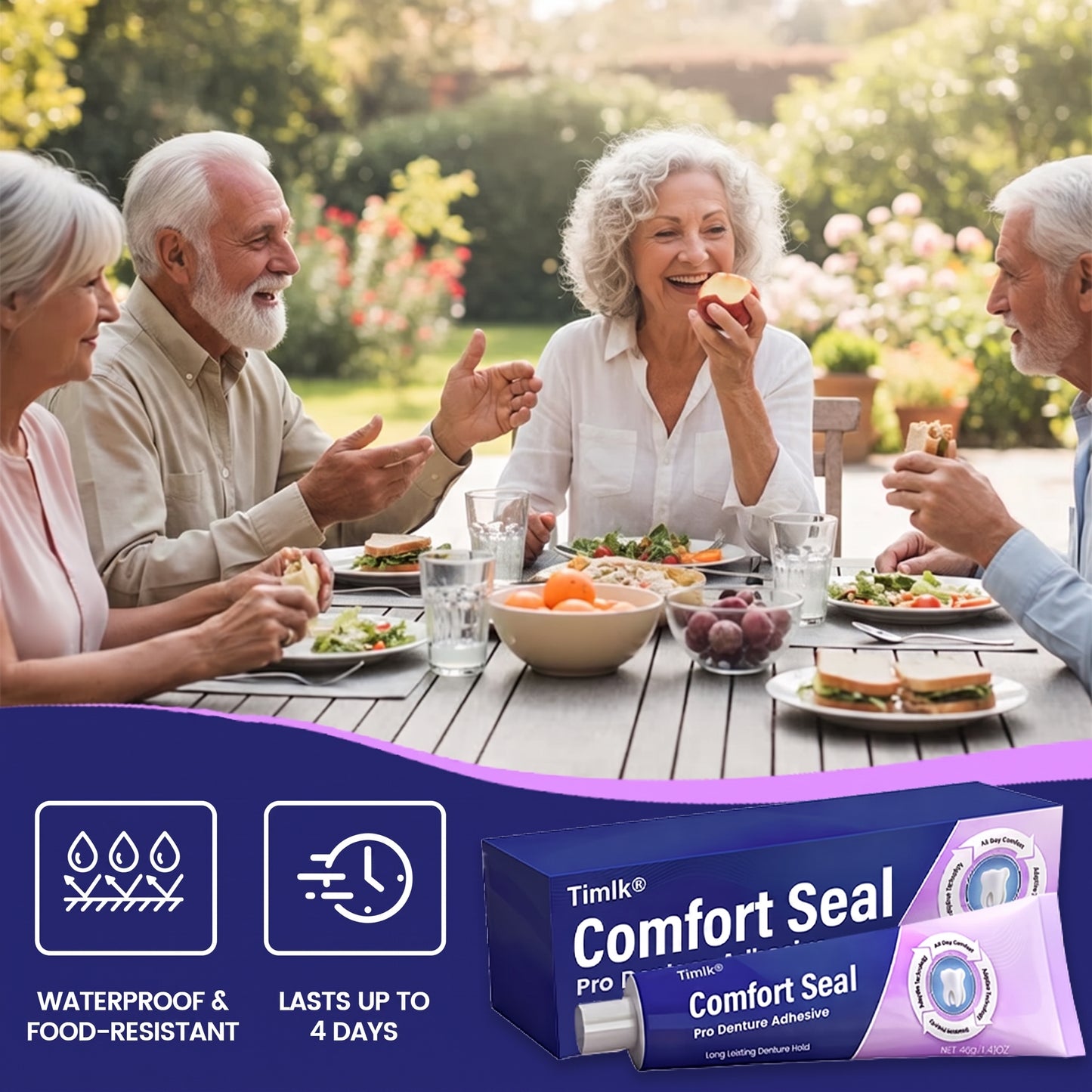🔥 LIMITED SPECIAL OFFER 🔥 Timlk® Comfort Seal Pro Denture Adhesive🦷💜(Clinically Proven 96-   Hour Lock Hold for   Secure, Comfortable &   Zinc-Free Denture Fit)