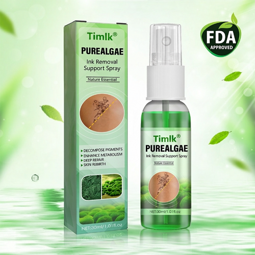 Timlk® PureAlgae Ink Removal Support Spray 🌿 — Say Goodbye to Old Tattoo Pigment 💚, Fade Stubborn Ink ✨, Repair & Smooth Treated Skin 💧, Non-Laser ✅, Try It Now! 🔥