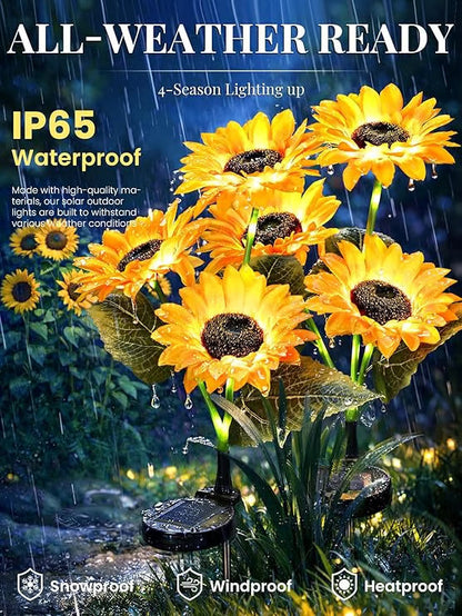 ⏳Time-Limited Special Price: $9.99!!⏰ LuminaBloom™ 3-in-1 Solar Sunflower Garden Stake Lights 🌻 | Waterproof 🌧️ | No Wiring💡