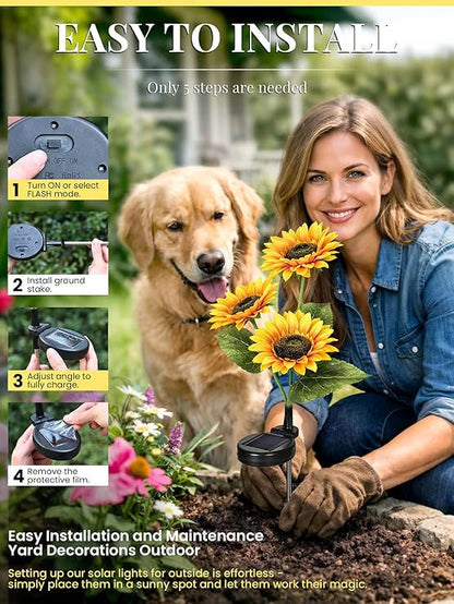 ⏳Time-Limited Special Price: $9.99!!⏰ LuminaBloom™ 3-in-1 Solar Sunflower Garden Stake Lights 🌻 | Waterproof 🌧️ | No Wiring💡