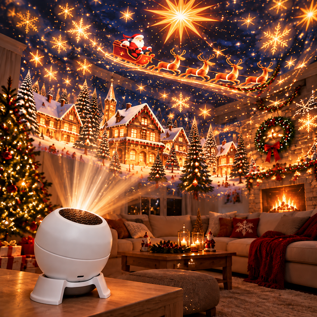 🎄 Magical Christmas Projection Night Light – Transform Any Room Into A Holiday Wonderland