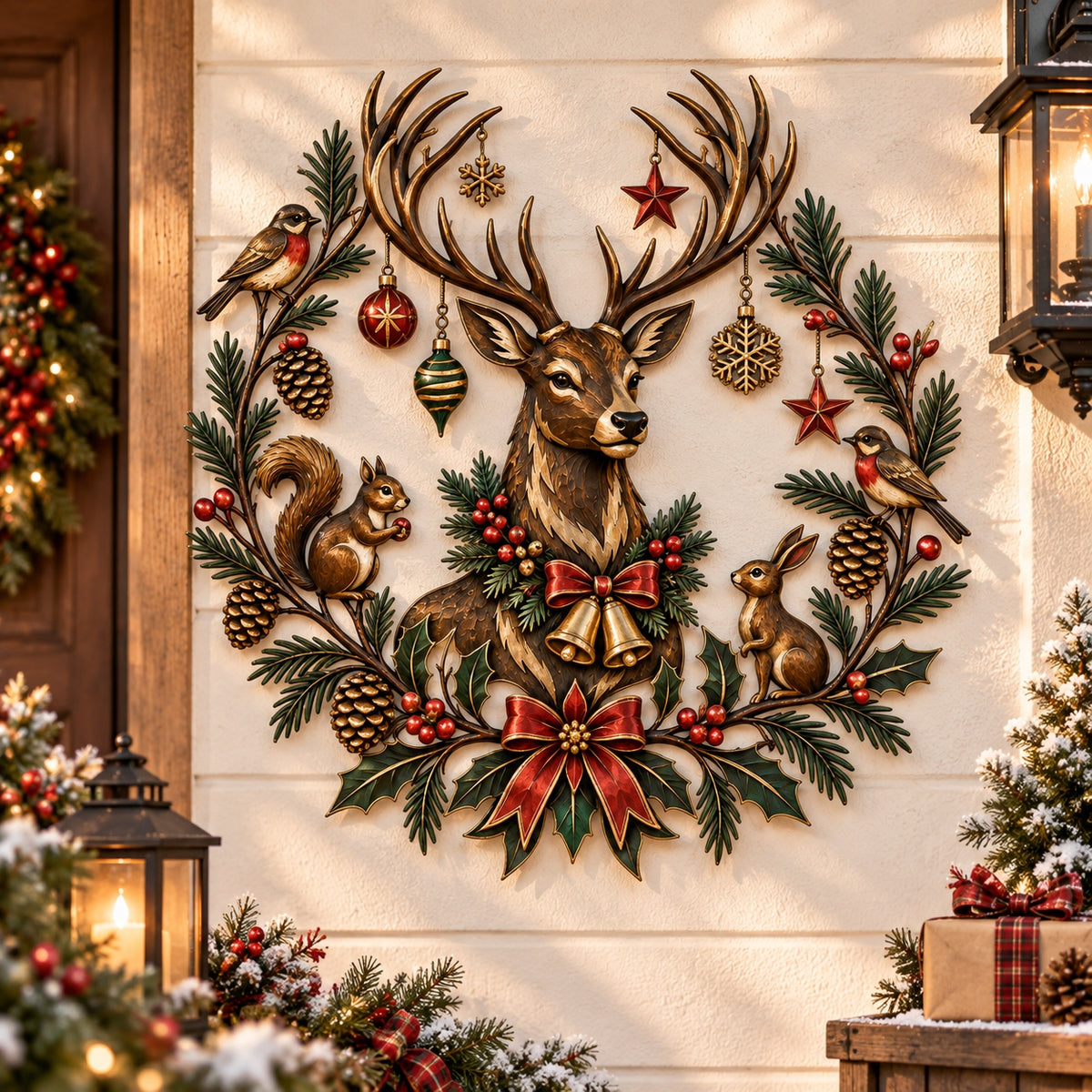 🦌🎄Christmas Deer Woodland Metal Wall Decor