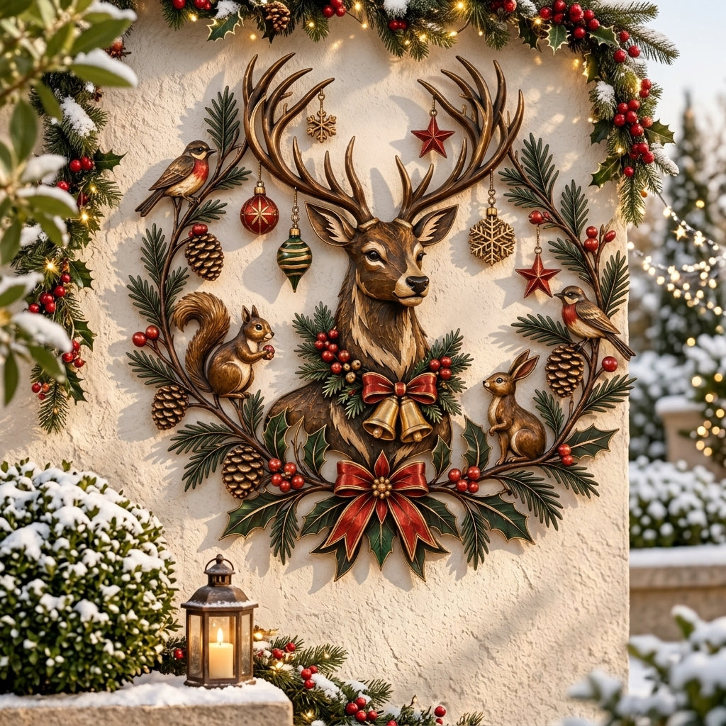 🦌🎄Christmas Deer Woodland Metal Wall Decor