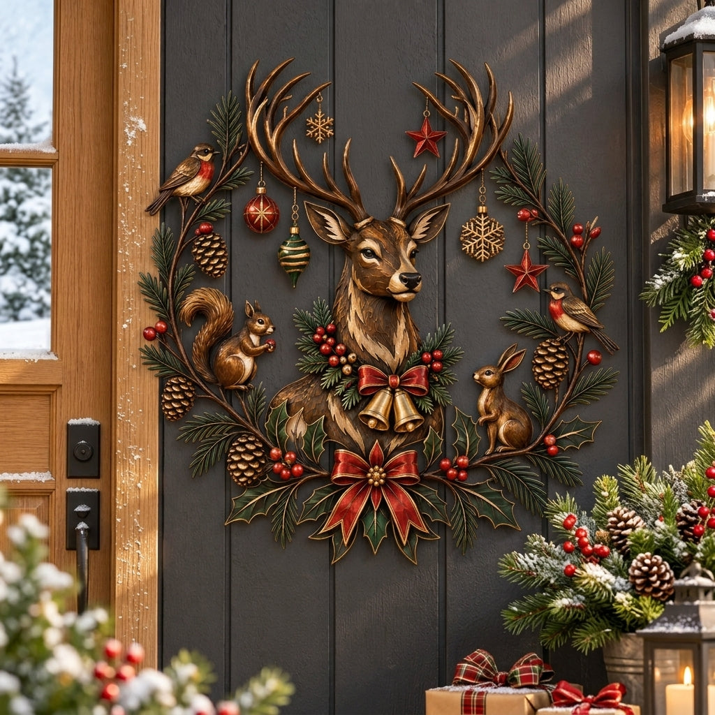 🦌🎄Christmas Deer Woodland Metal Wall Decor