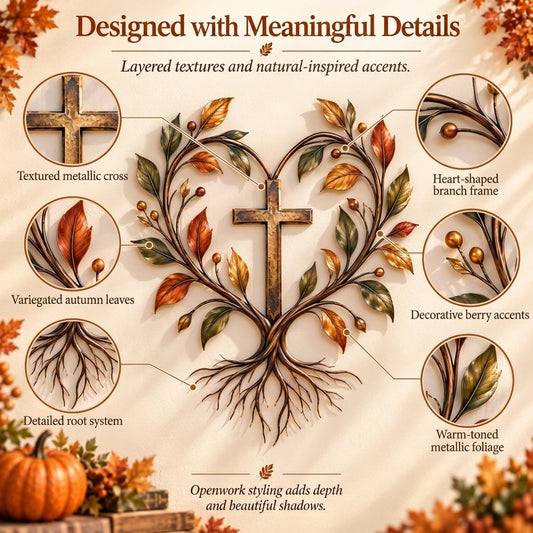 Cross Tree of Life Fall Metal Wall Decor