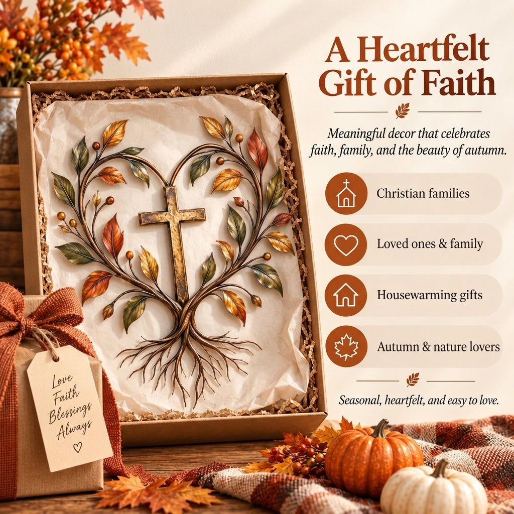 Cross Tree of Life Fall Metal Wall Decor