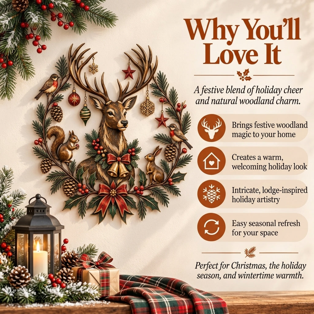 🦌🎄Christmas Deer Woodland Metal Wall Decor