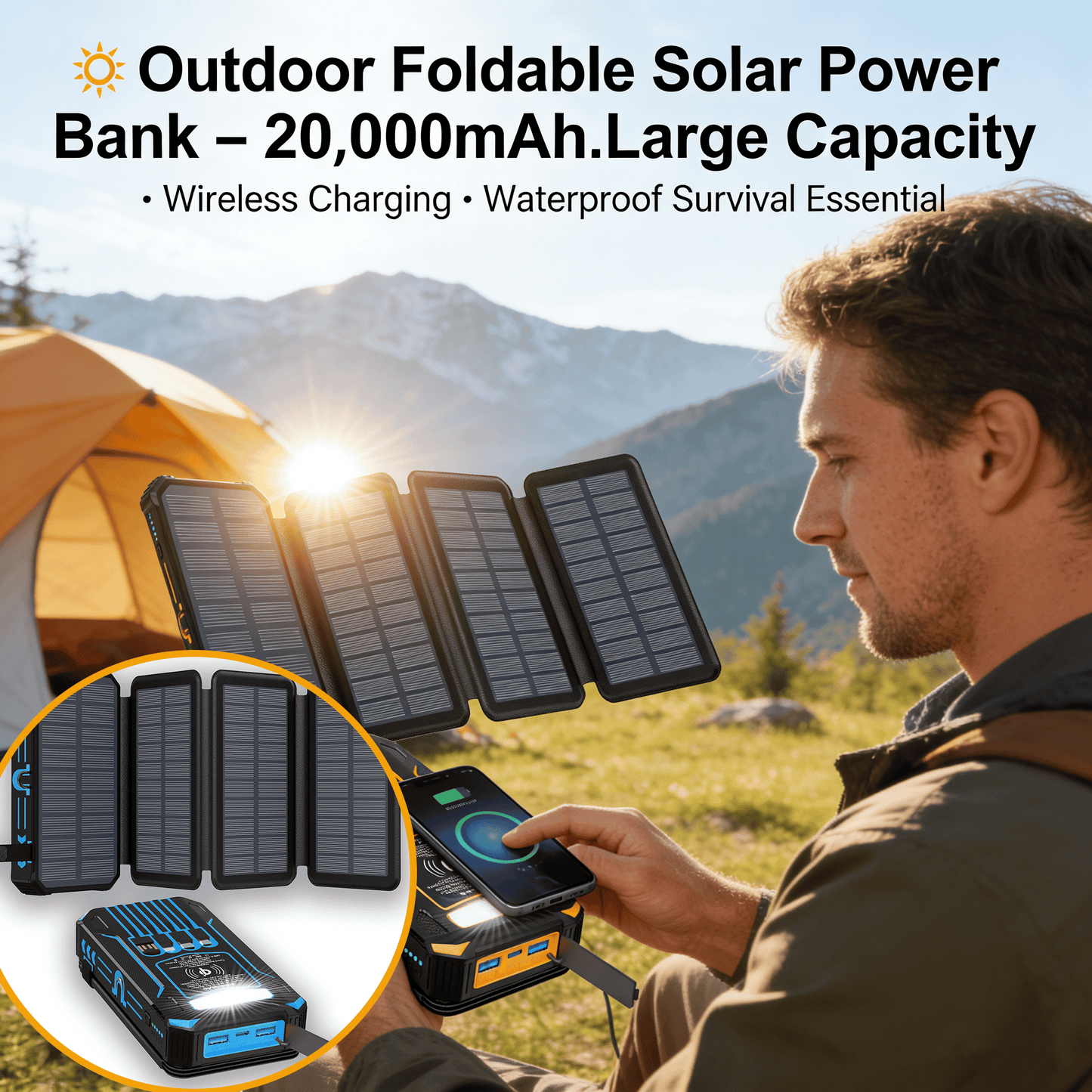 🌞 Outdoor Foldable Solar Power Bank