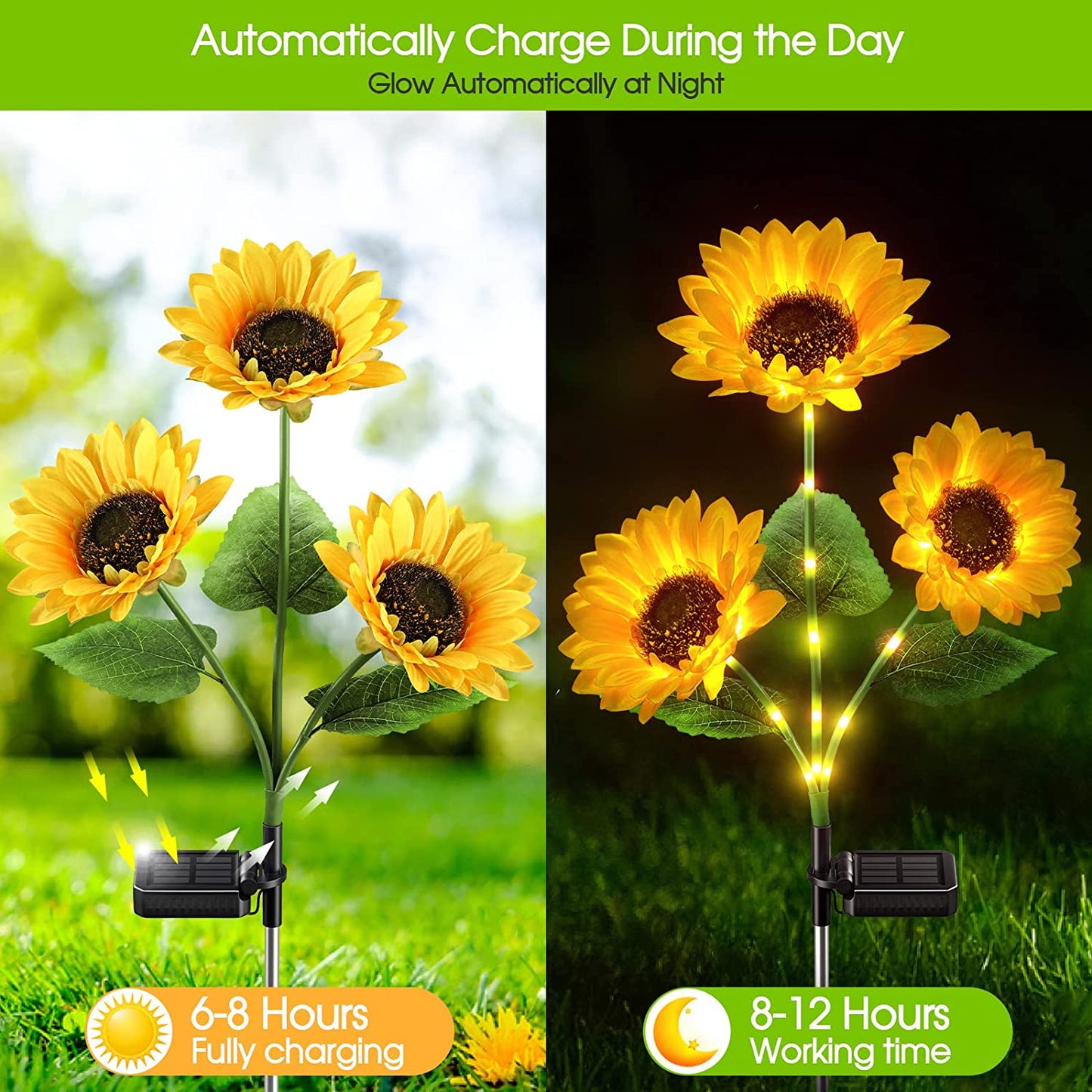 ⏳Time-Limited Special Price: $9.99!!⏰ LuminaBloom™ 3-in-1 Solar Sunflower Garden Stake Lights 🌻 | Waterproof 🌧️ | No Wiring💡