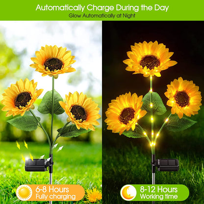 ⏳Time-Limited Special Price: $9.99!!⏰ LuminaBloom™ 3-in-1 Solar Sunflower Garden Stake Lights 🌻 | Waterproof 🌧️ | No Wiring💡